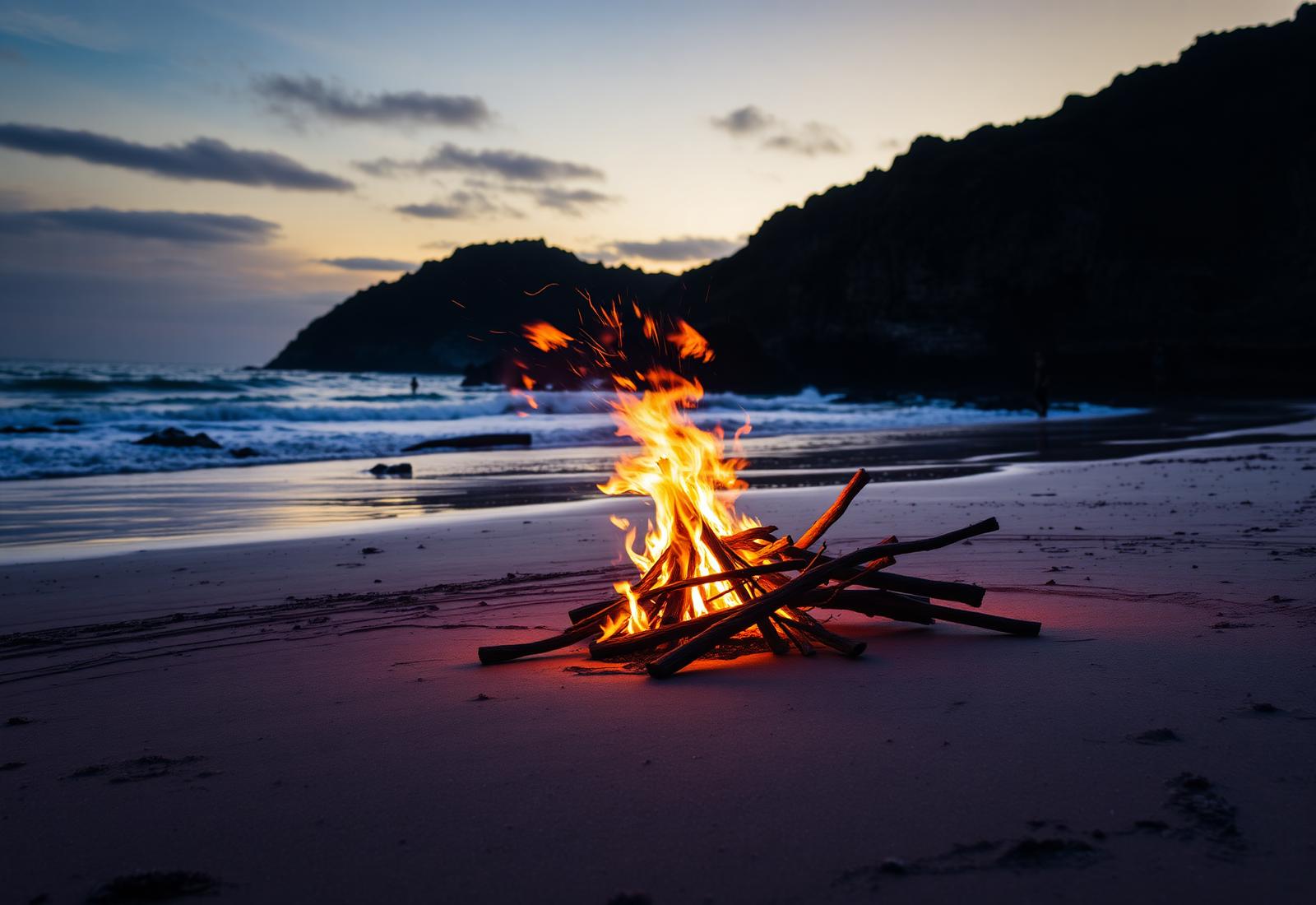Beach Fire and Sea
